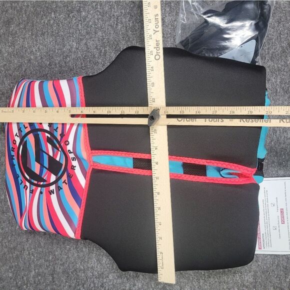 Full Throttle Women's Size S Rapid Dry Flex Back Life Jacket Black Blue Orange - Picture 6 of 9